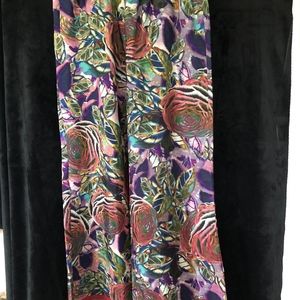 Anthropologie wide leg silk pant w/ floral pattern